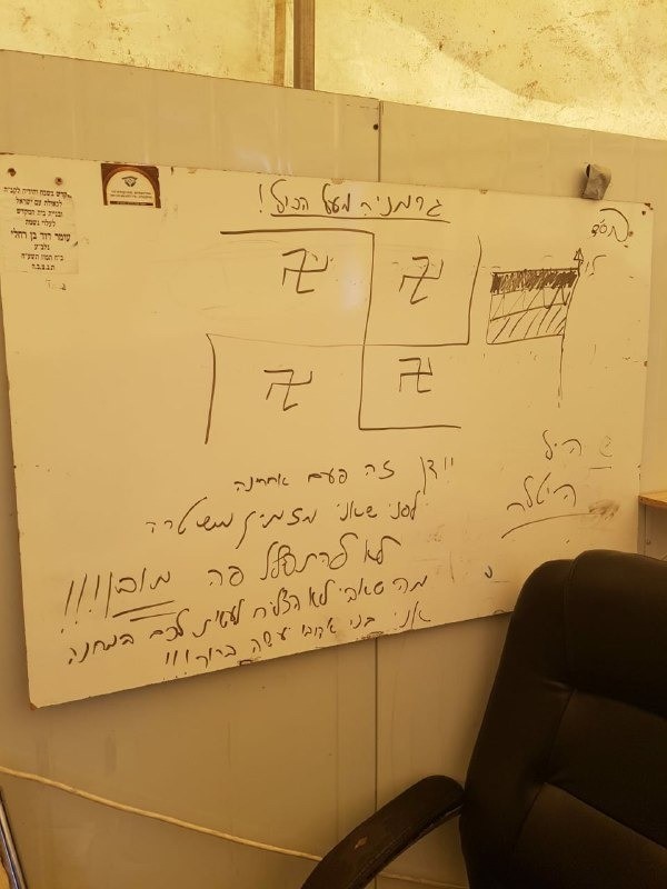 כתובות נאצה וצלבי קרס בבית מדרש בכפר סבא