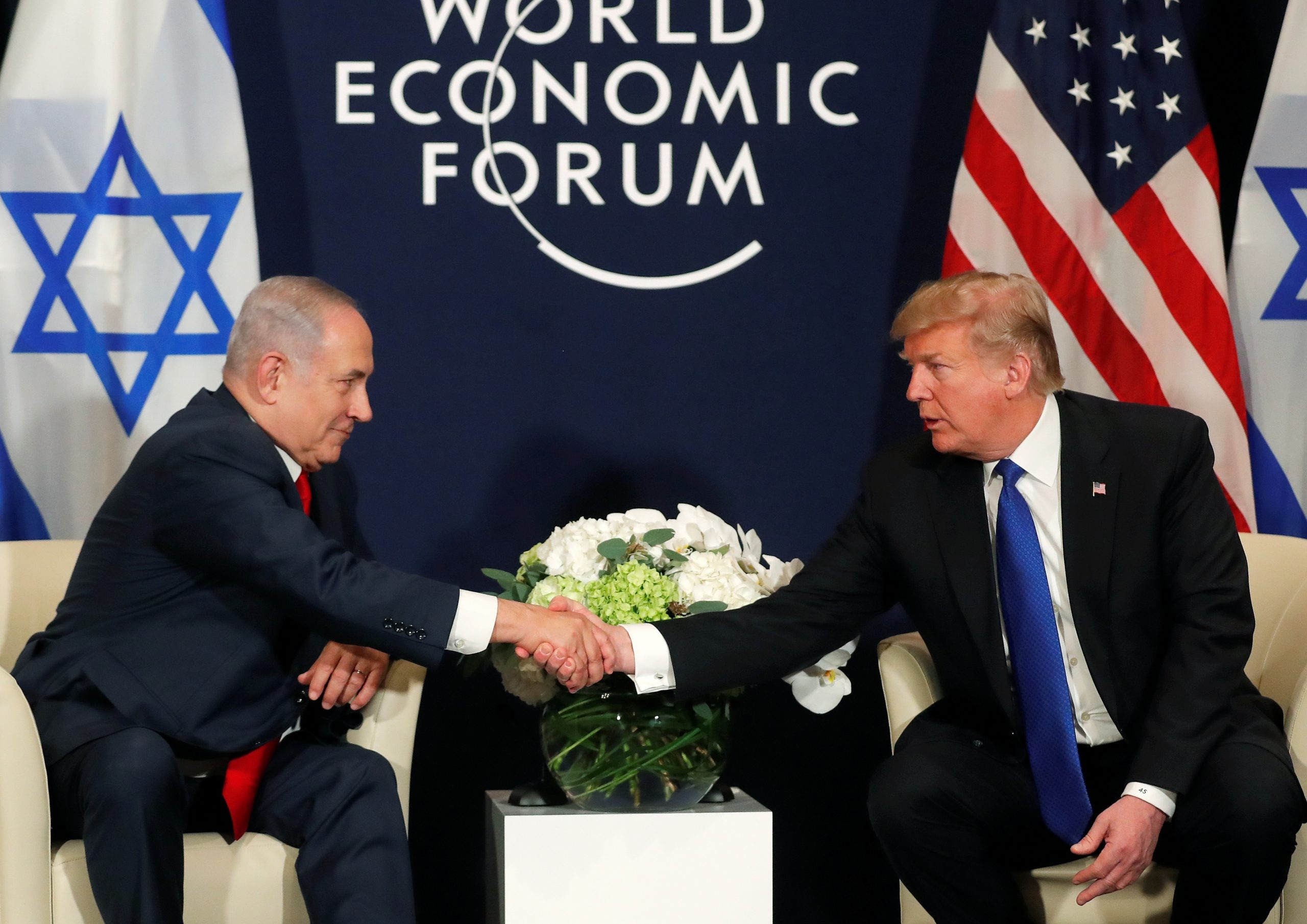 פגישה קודמת בין רה"מ נתניהו והנשיא טראמפ בכנס קודם בדאבוס. צילום: רויטרס