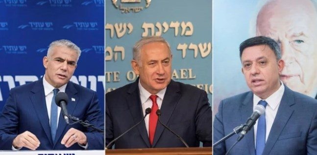 גבאי, נתניהו ולפיד. צילום: פלאש 90