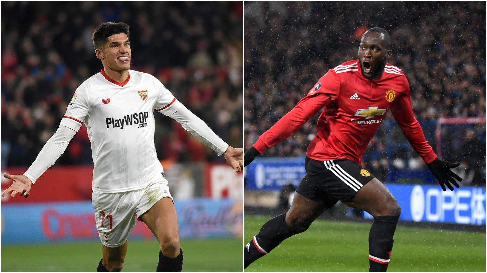 מי יחגוג היום? קוראה ולוקאקו. צילום: Man Utd & Sevilla official websites