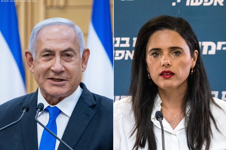 איילת שקד ובנימין נתניהו. עיבוד: אוליביה פיטוסי, יונתן סינדל פלאש 90