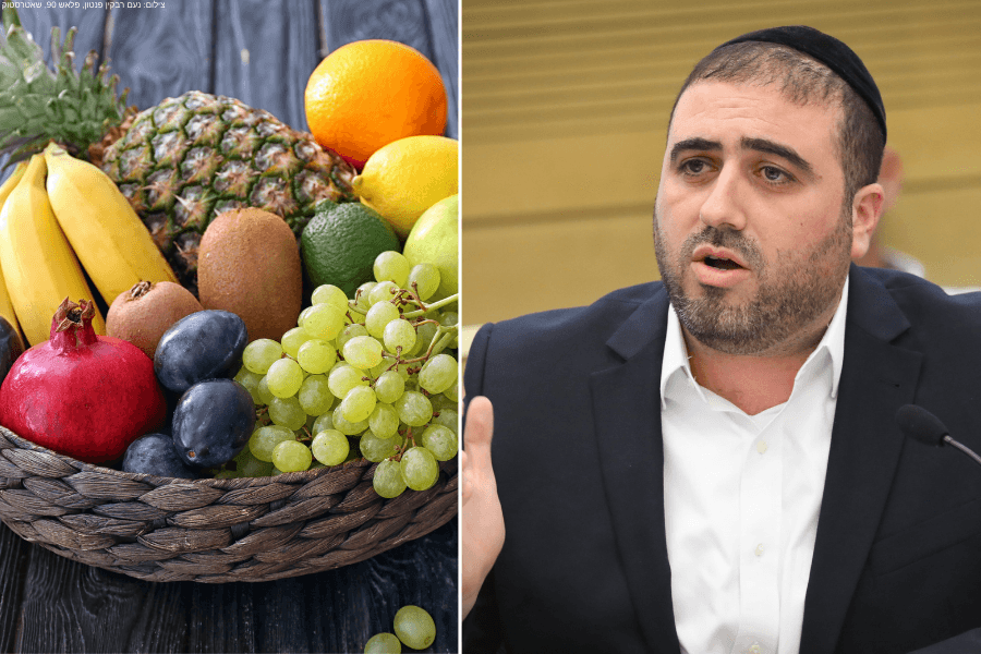 ותודה למפלגת מרצ: ח"כ ארבל הביך את ח''כ לסקי עם מגש פירות