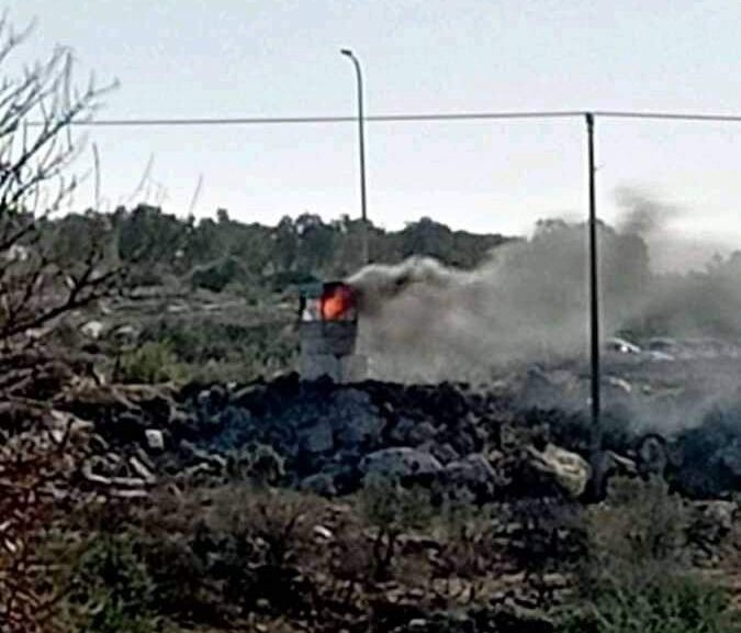 ערבים מהכפר ביתא הציתו עמדה צה"לית סמוכה לאביתר וכביש אלון