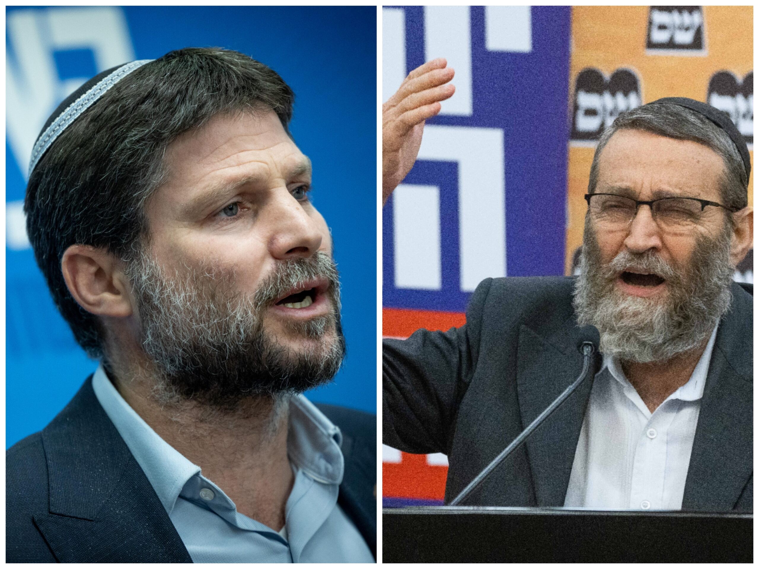 משה גפני ובצלאל סמוטריץ', עיבוד. צילום: יונתן זינדל, פלאש 90