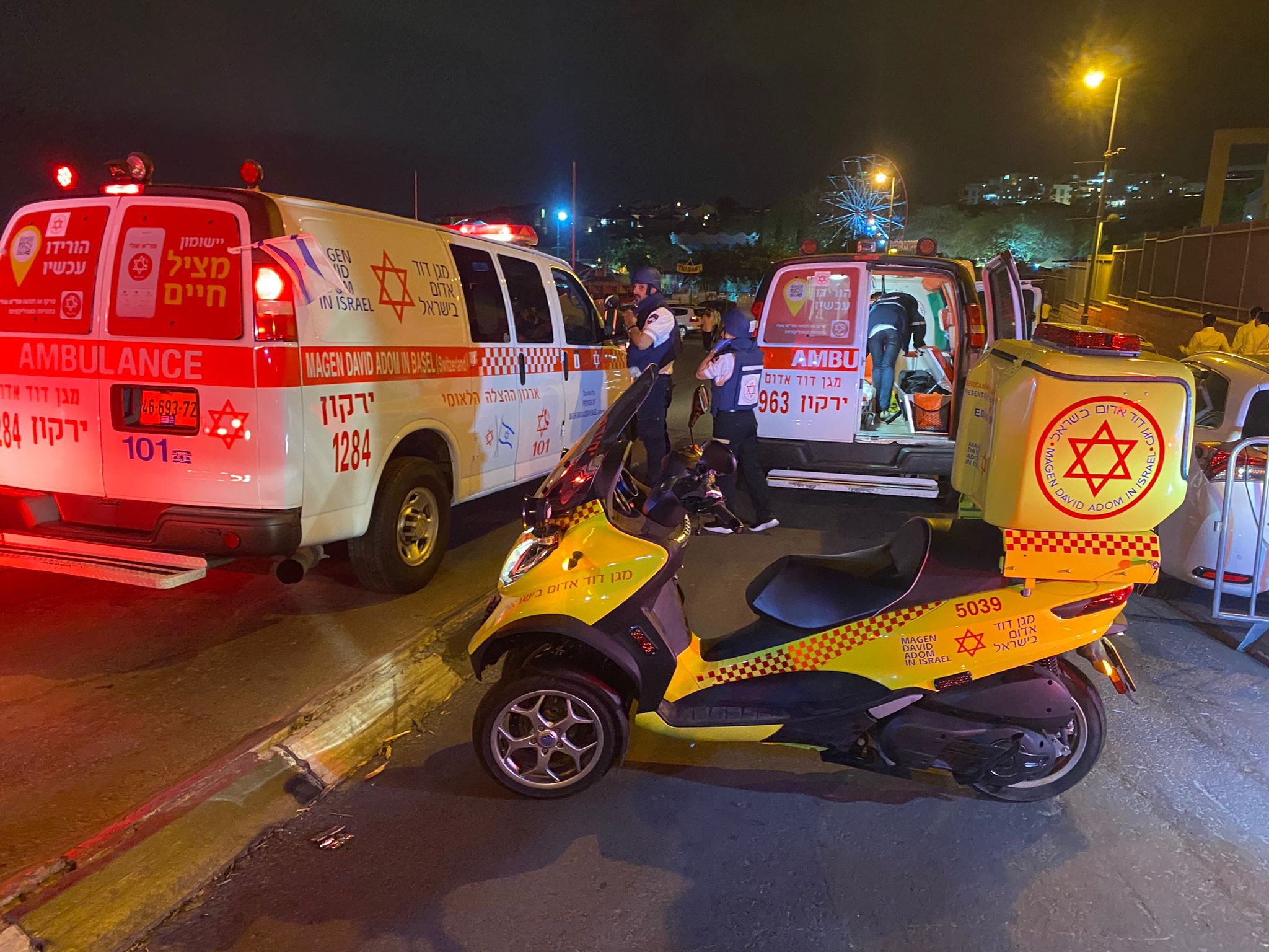 זירת הפיגוע הקשה באלעד. צילום: תיעוד מבצעי מד"א