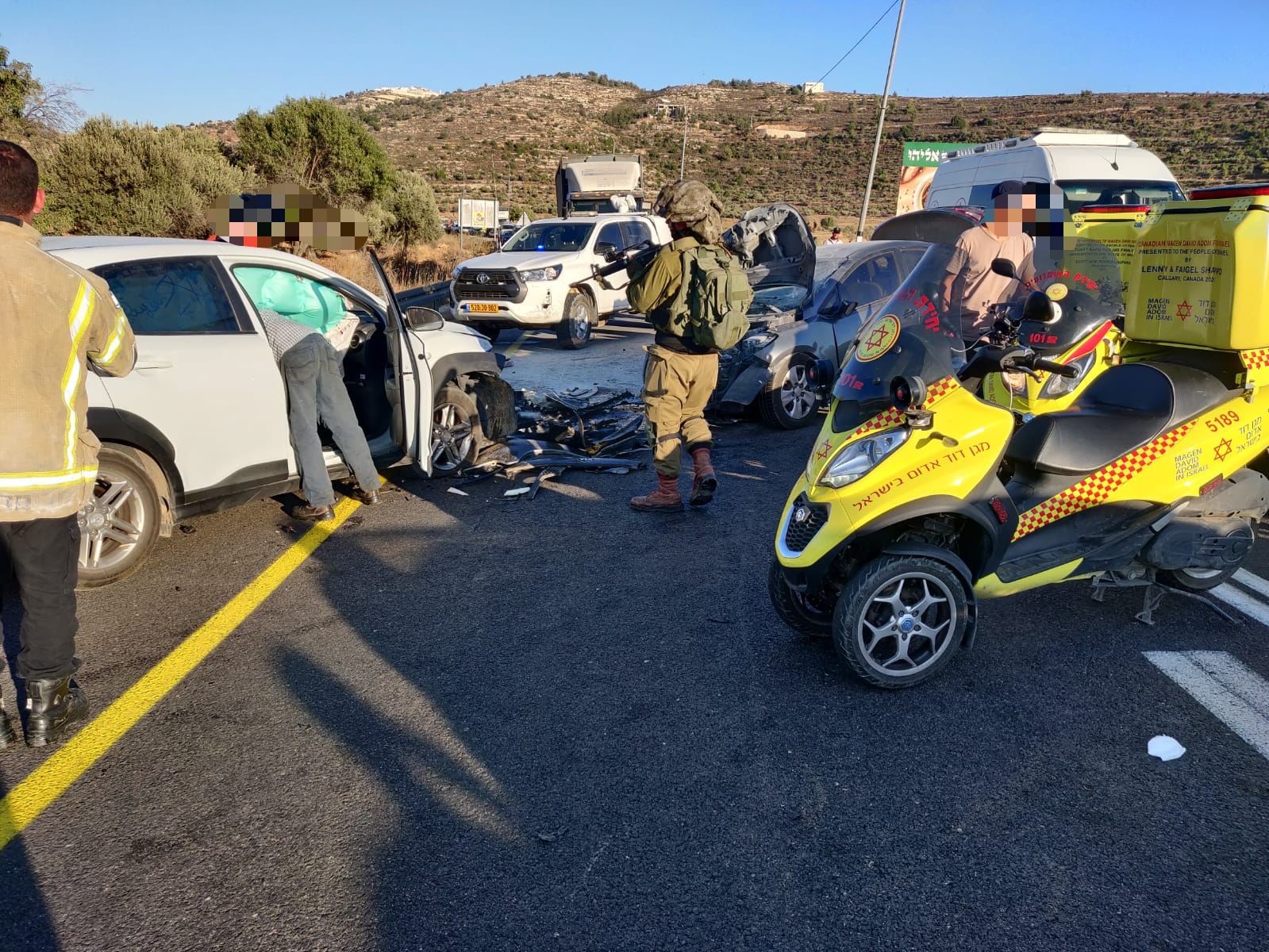זירת התאונה בבנימין. קרדיט: תיעוד מבצעי מד"א