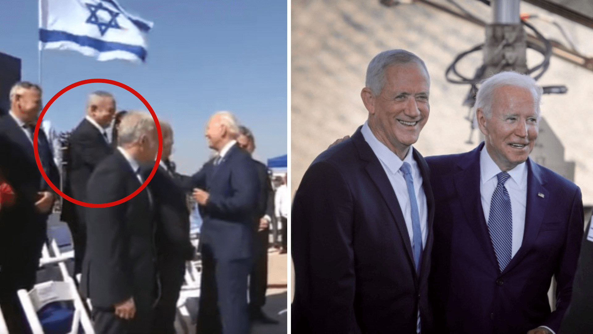 גנץ וביידן, צילום: Marc Israel Sellem/POOL
נתניהו וביידן בטקס לוחצים ידיים.
