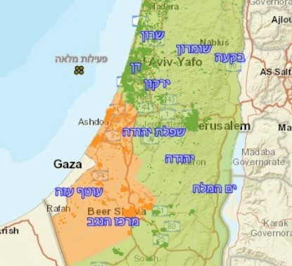 מפה המפרטת את אזורי ההנחיות. דובר צה"ל