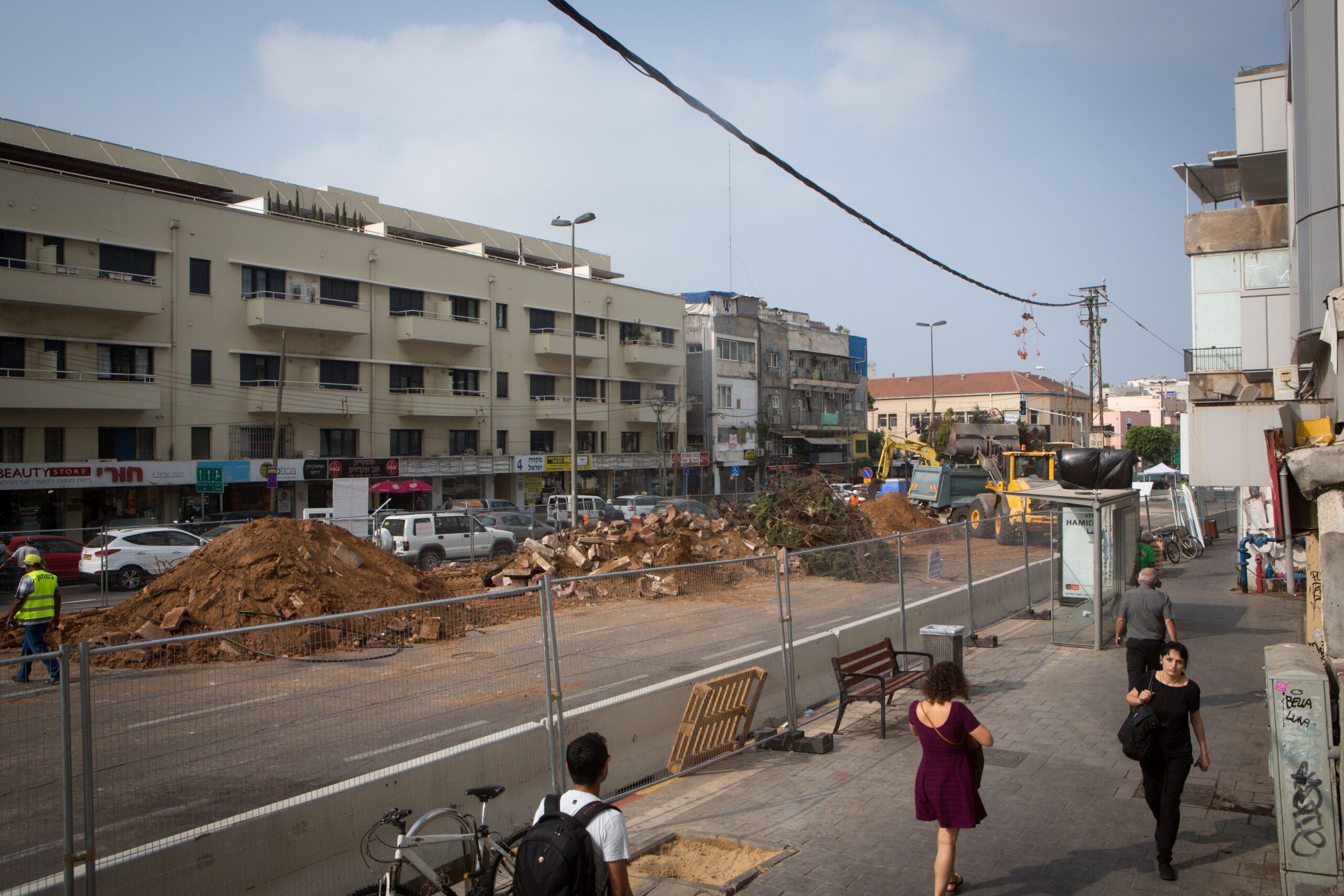 עבודות הרכבת הקלה בת"א. צילום: מרים אלסטר, פלאש90