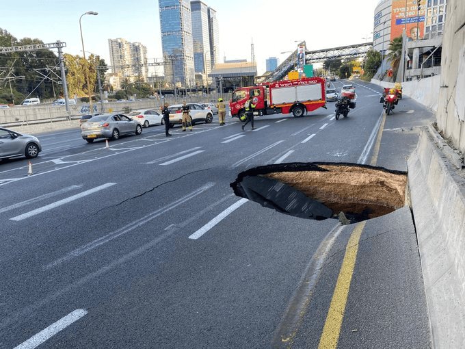 הבולען שנפער בכביש איילון דרום בתל אביב. שימוש לפי סעיף 27א' לחוק זכויות יוצרים