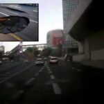 תיעוד דרמטי מהיפערות הבולען באיילון: הרכב נוסע – וכמעט נופל לתוכו
