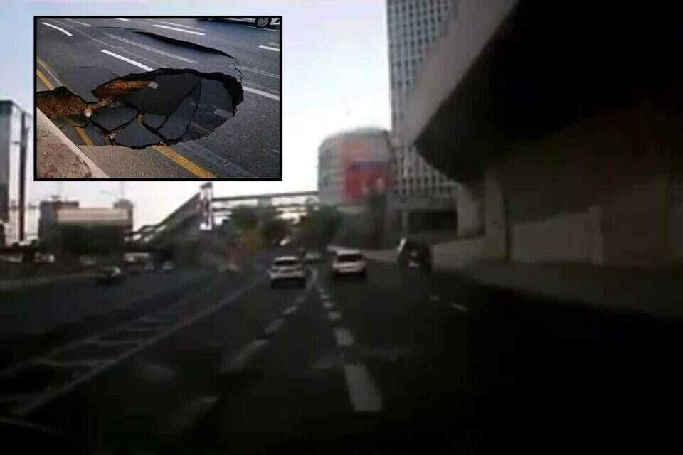 תיעוד דרמטי מהיפערות הבולען באיילון: הרכב נוסע - וכמעט נופל לתוכו