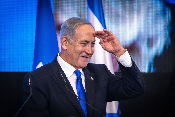 נתניהו במטה הליכוד. צילום: אוליביה פיטוסי פלאש 90