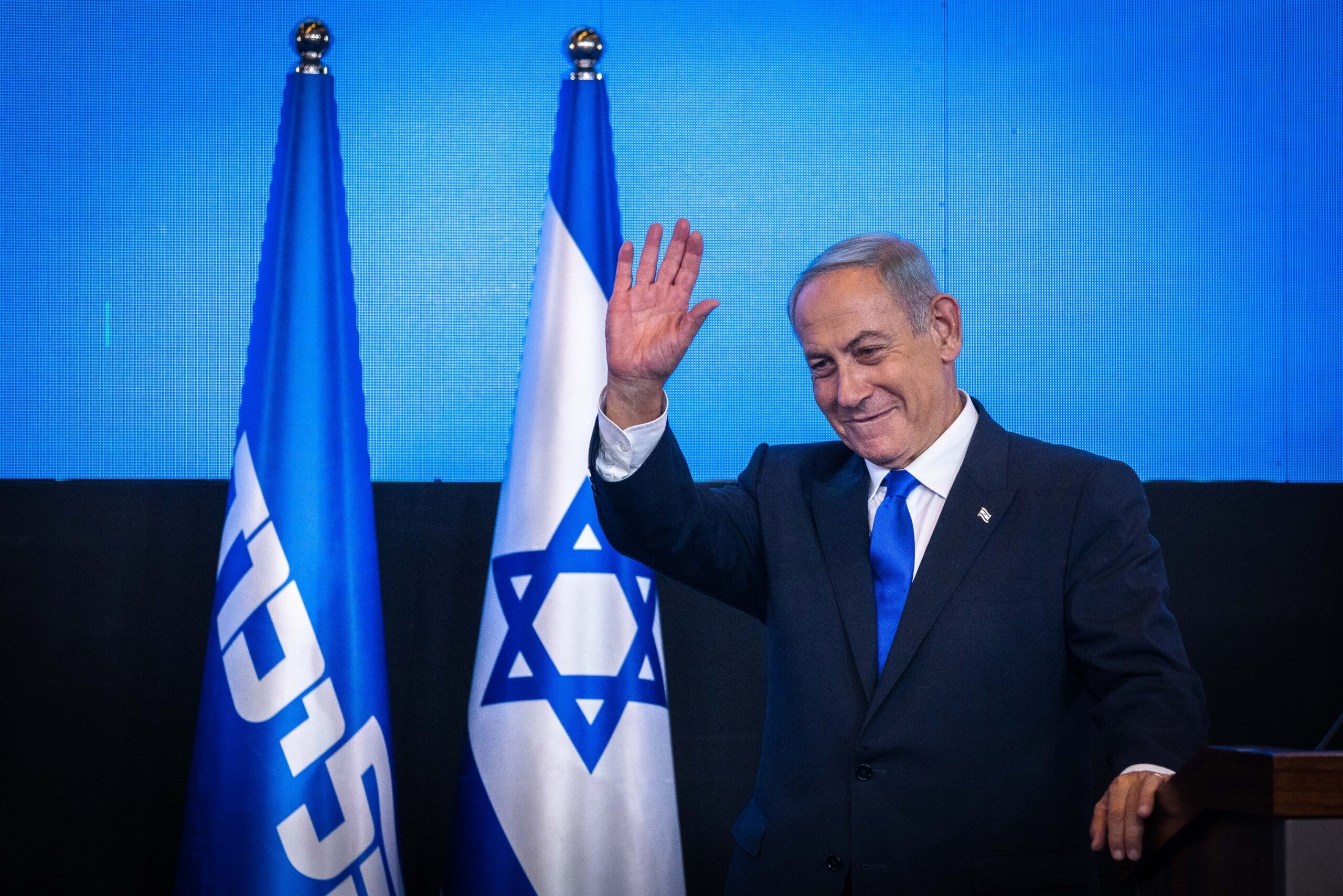 נתניהו במטה הליכוד בירושלים, במוצאי יום הבחירות האחרון |  צילום: אוליביה פיטוסי/פלאש90