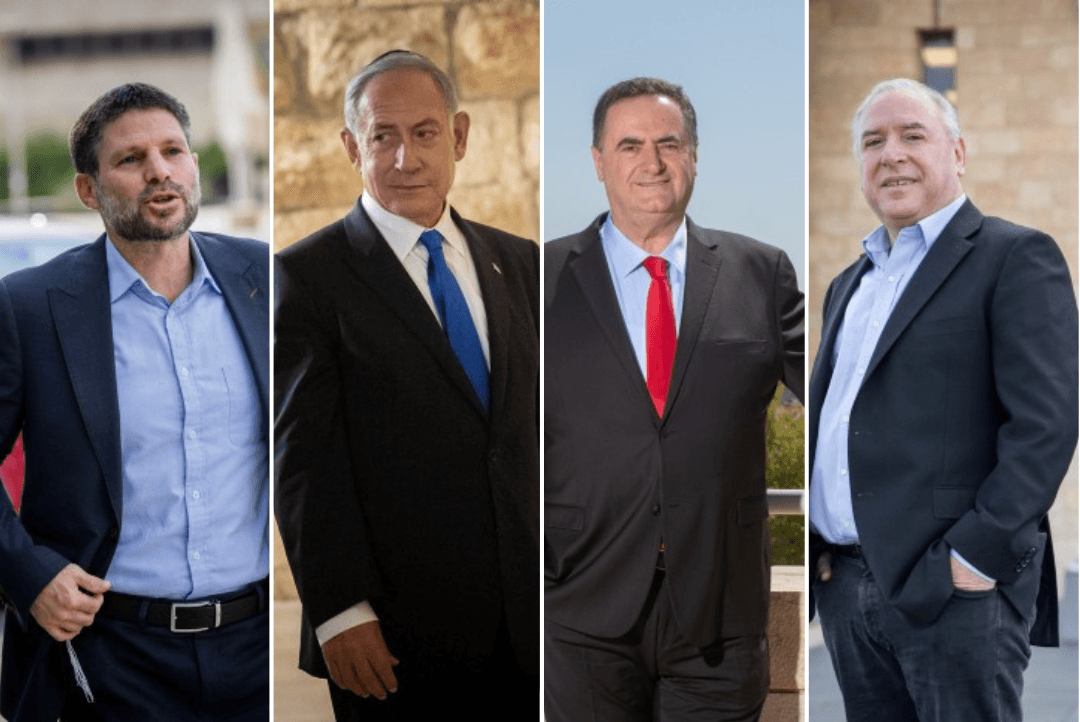 נתניהו, סמוטריץ', כ"ץ ואמסלם. צילום: יונתן זינדל הדס פרוש יוסי אלוני פלאש 90
