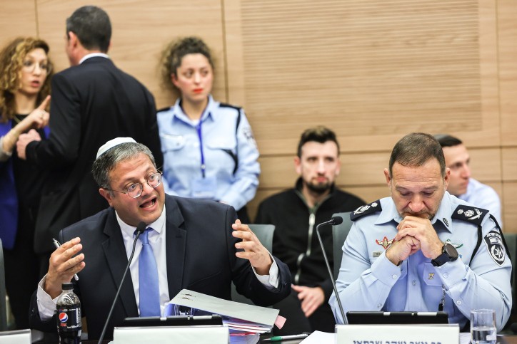 ח"כ איתמר בן גביר ומפכ"ל המשטרה קובי שבתאי | צילום: יונתן זינדל, פלאש 90