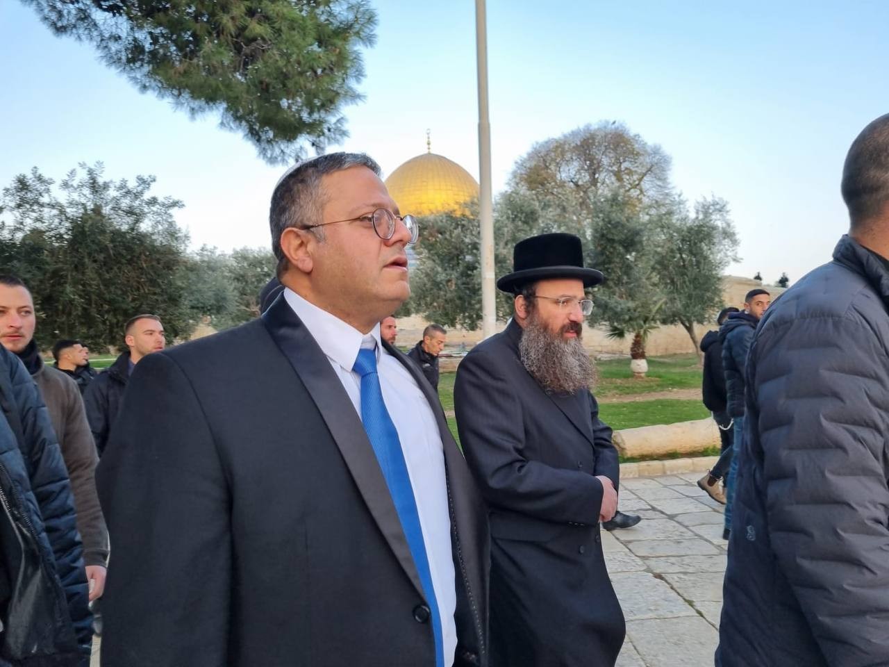 השר לביטחון לאומי איתמר בן גביר בהר הבית | צילום: מנהלת הר הבית