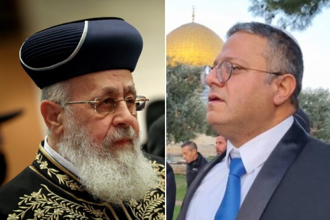 איתמר בן גביר, הראשון לציון הרב יצחק יוסף | קרדיטים: מינהלת הר הבית, רבקין פנטון, פלאש 90