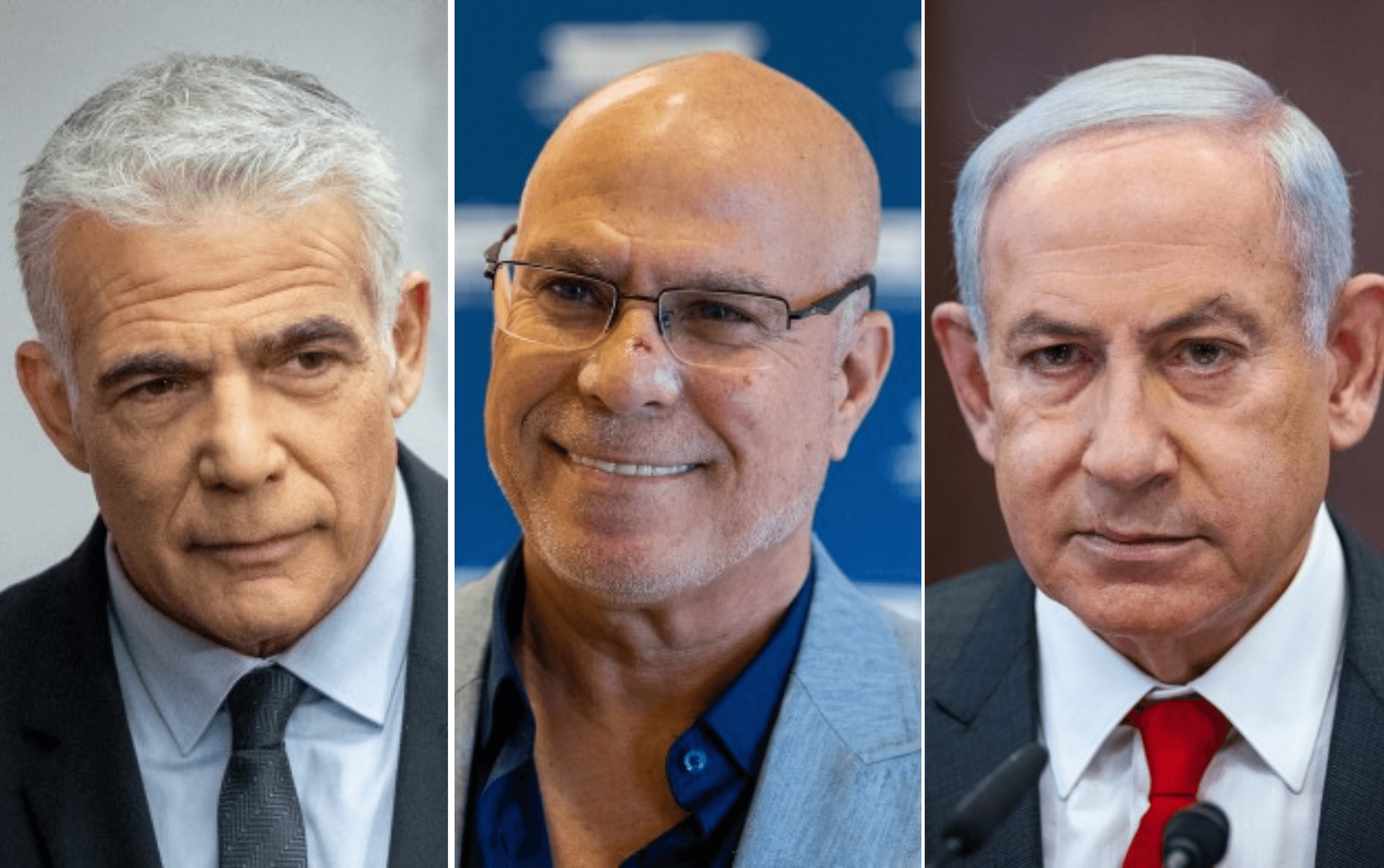 רה"מ בנימין נתניהו, ח"כ צביקה פוגל, עוצמה יהודית, וראש הממשלה לשעבר יאיר לפיד. צילום: יונתן זינדל פלאש 90