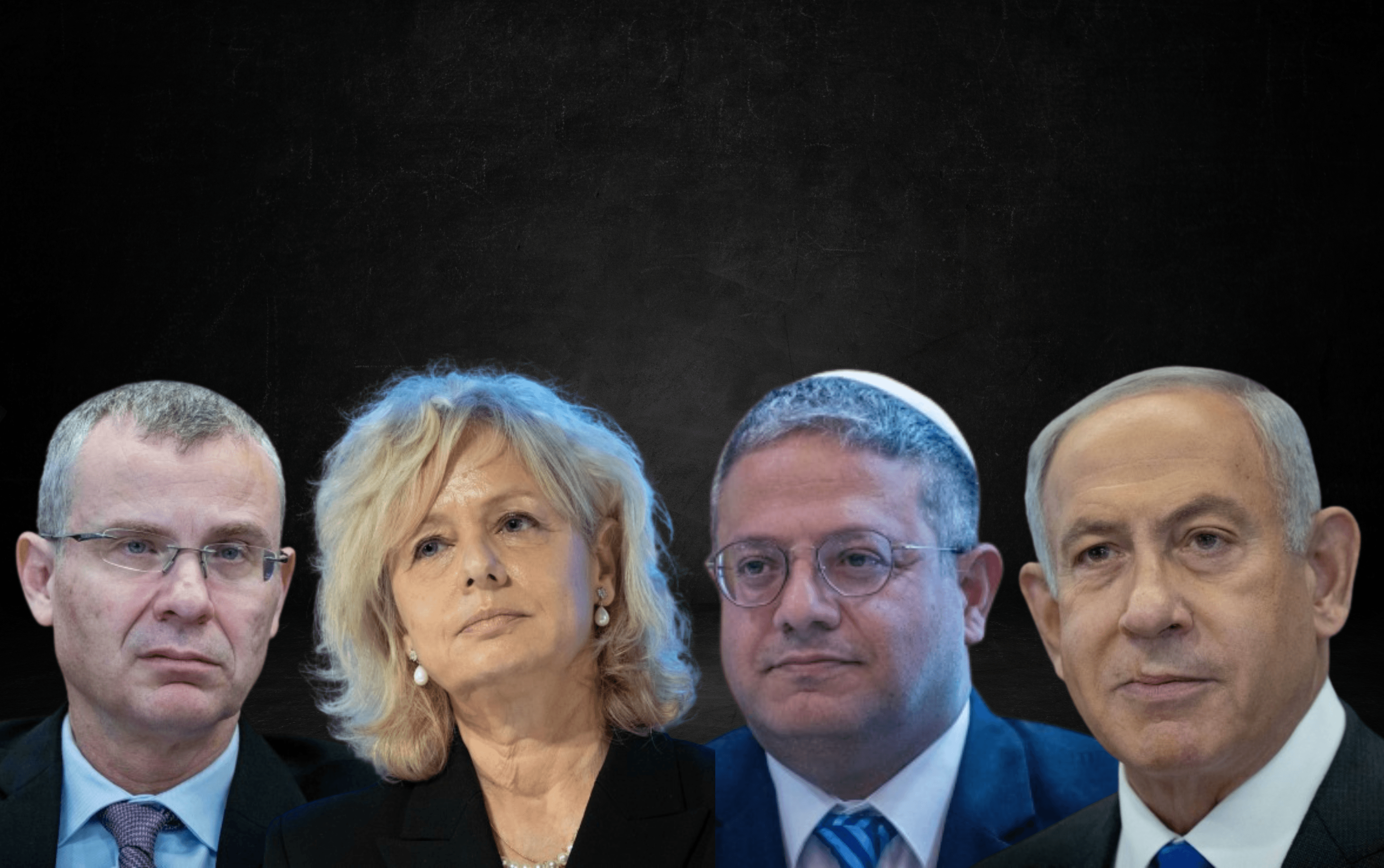 נתניהו, לוין, בן גביר והיועמ"שית. צילום: יונתן זינדל פלאש 90