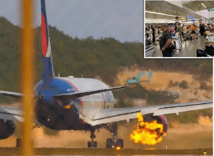 אימה בטיסה: מנוע מטוס החל לבעור בזמן ההמראה כשעליו 321 נוסעים | צפו