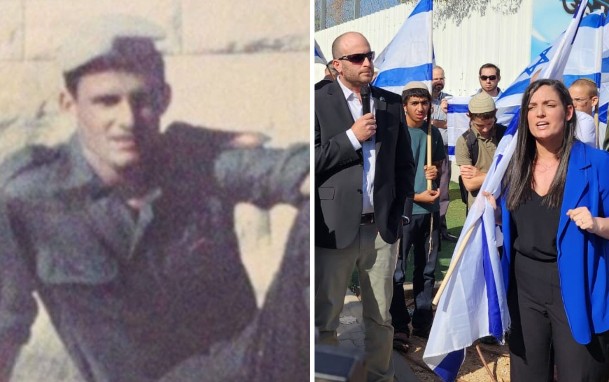 מימין: אחיינית הרצח בהפגנה נגד שחרור המחבל, משמאל: משה תמם הי"ד | צילומים: דוברות ח"כ יצחק קרויזר, באדיבות המשפחה