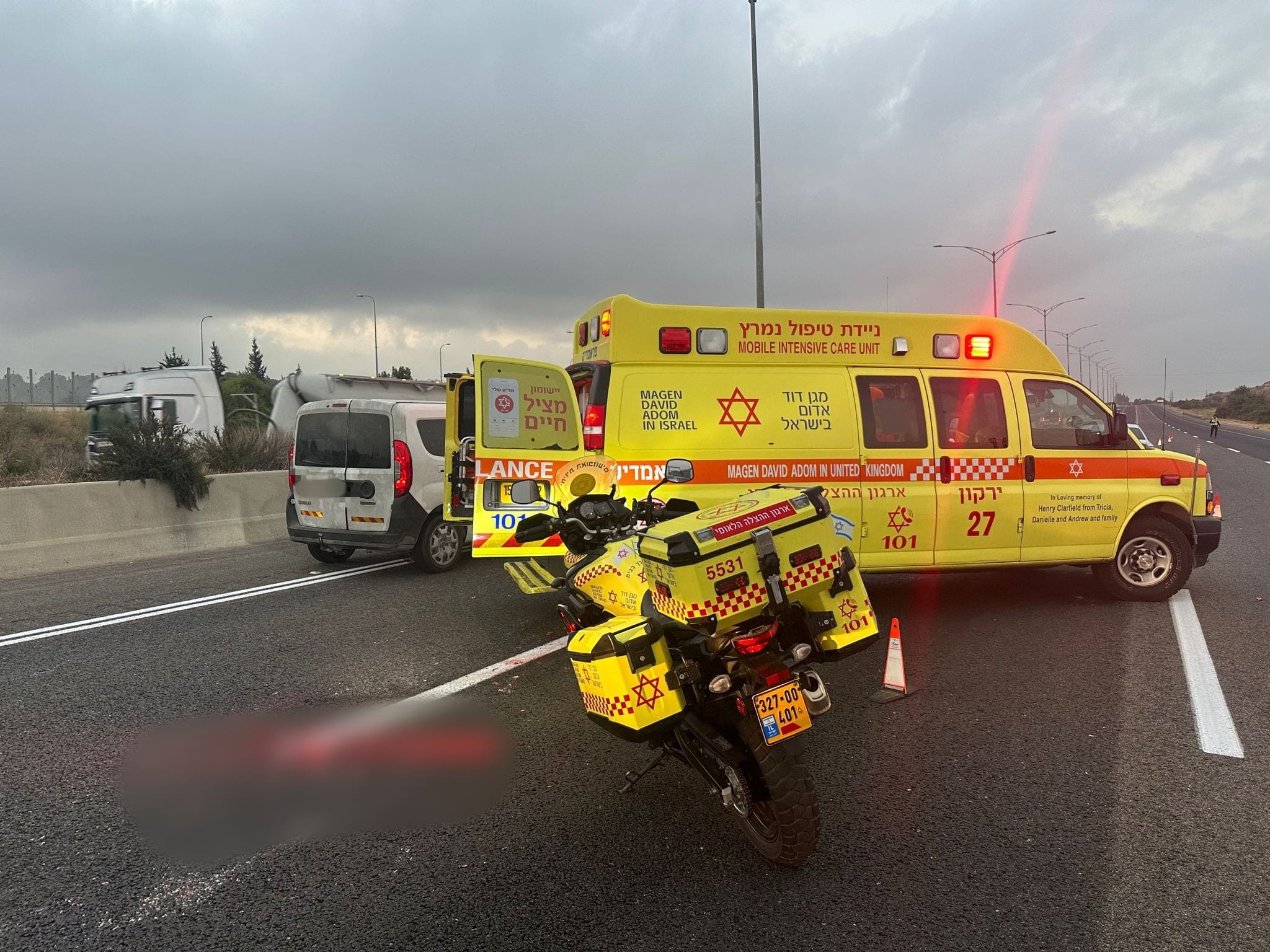 זירת התאונה. צילום: תיעוד מבצעי מד"א