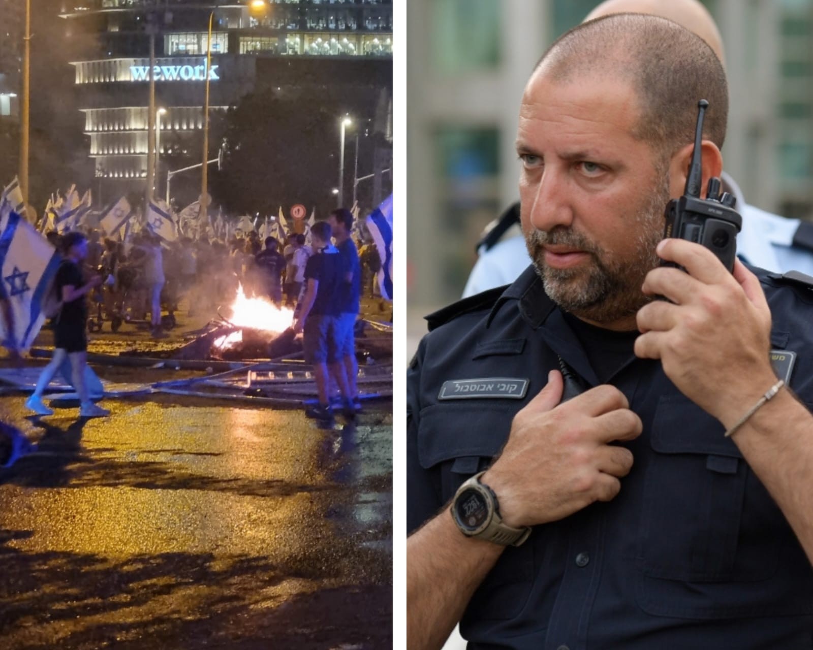 סנ"צ קובי אבוטבול, מחאת השמאל באיילון. צילום: דוברות המשטרה