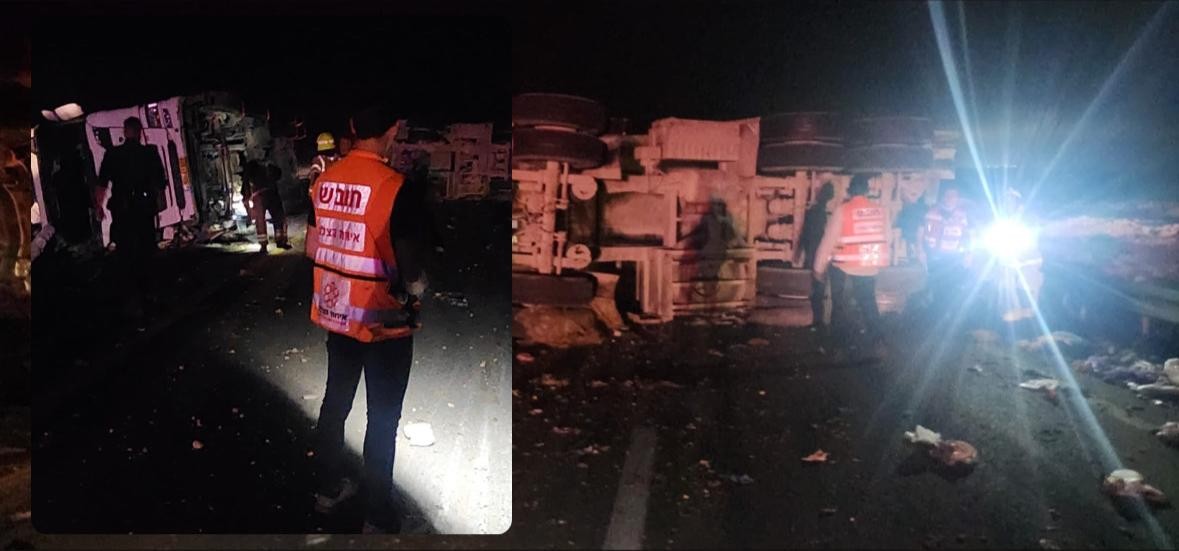 הלילה בדרום: נהג משאית נהרג בתאונת דרכים