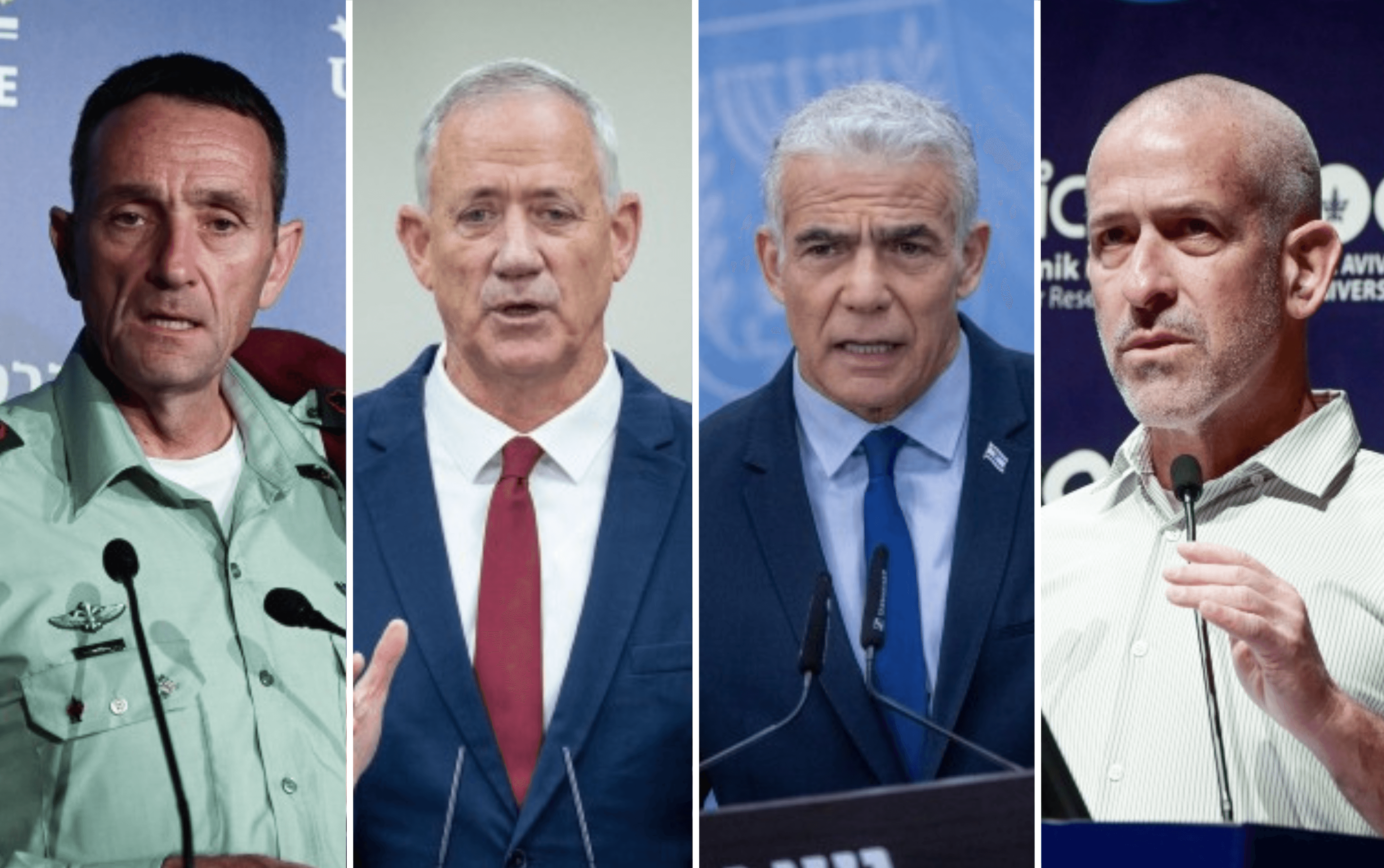 רונן בר, הרצי הלוי, יאיר לפיד ובני גנץ | צילום: אבשלום ששוני, חיים גולדברג, יונתן זינדל פלאש 90
