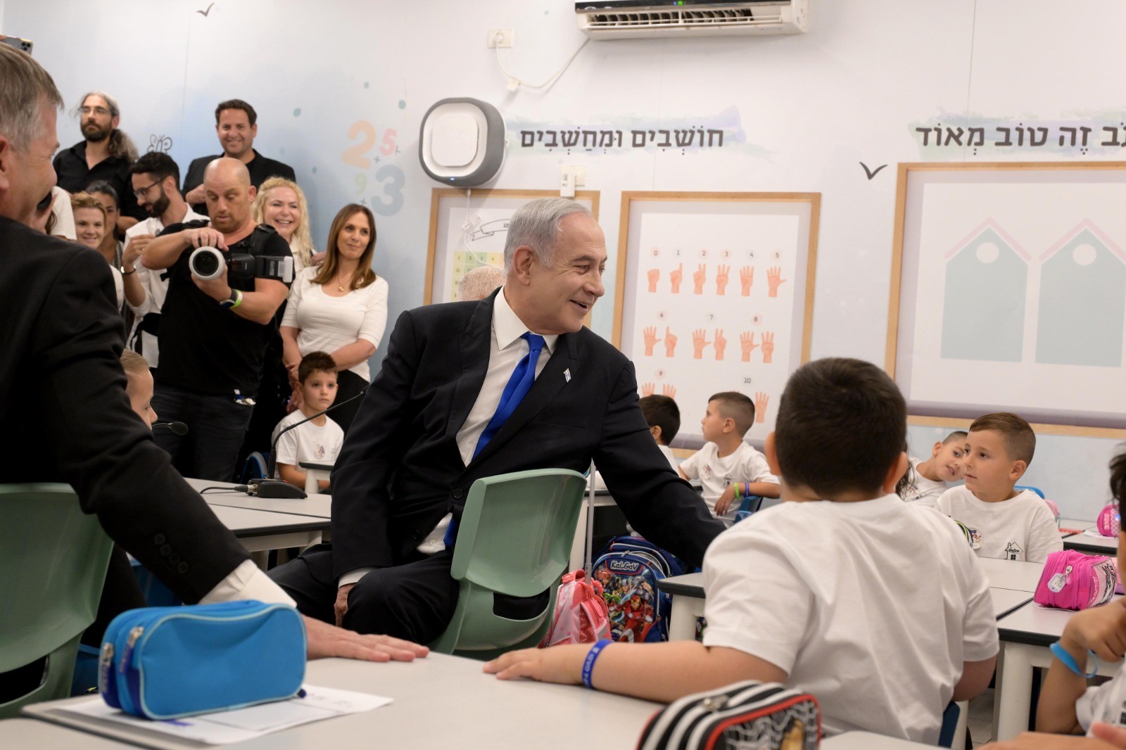 ראש הממשלה בנימין נתניהו ושר החינוך יואב קיש בפתיחת שנת הלימודים. צילום: אבי אוחיון, לע"מ