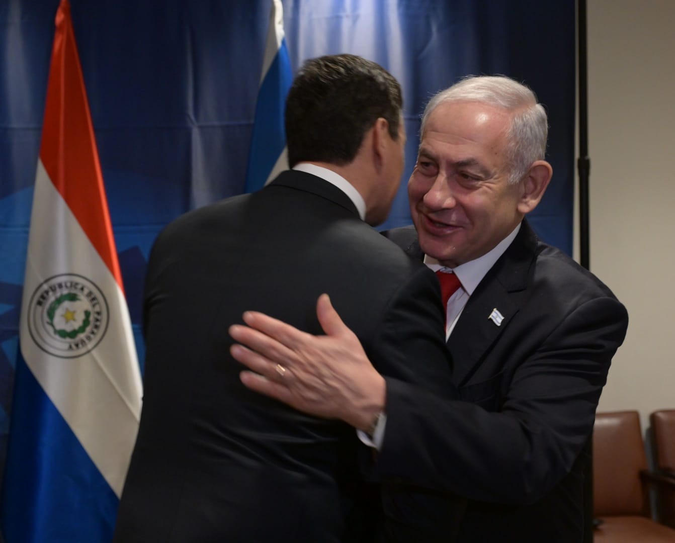רה"מ נתניהו ונשיא פרגוואי סנטיאגו פניה בעצרת האו"ם בניו יורק | צילום: אבי אוחיון, לע"מ