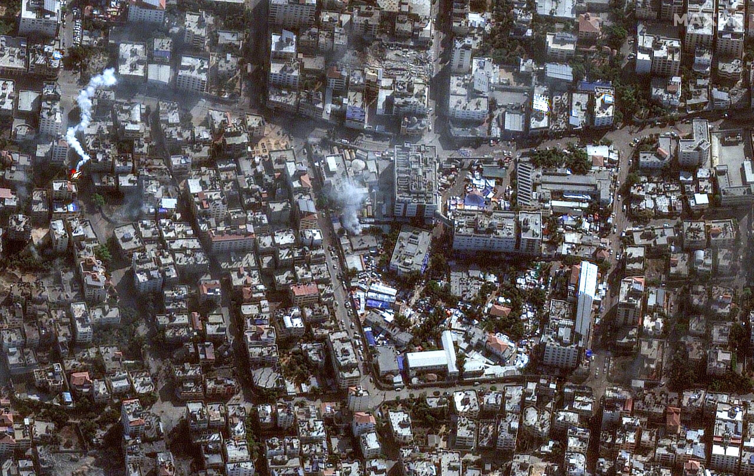 תמונת לוויין של בית החולים שיפא בעזה | צילום: Reuters
