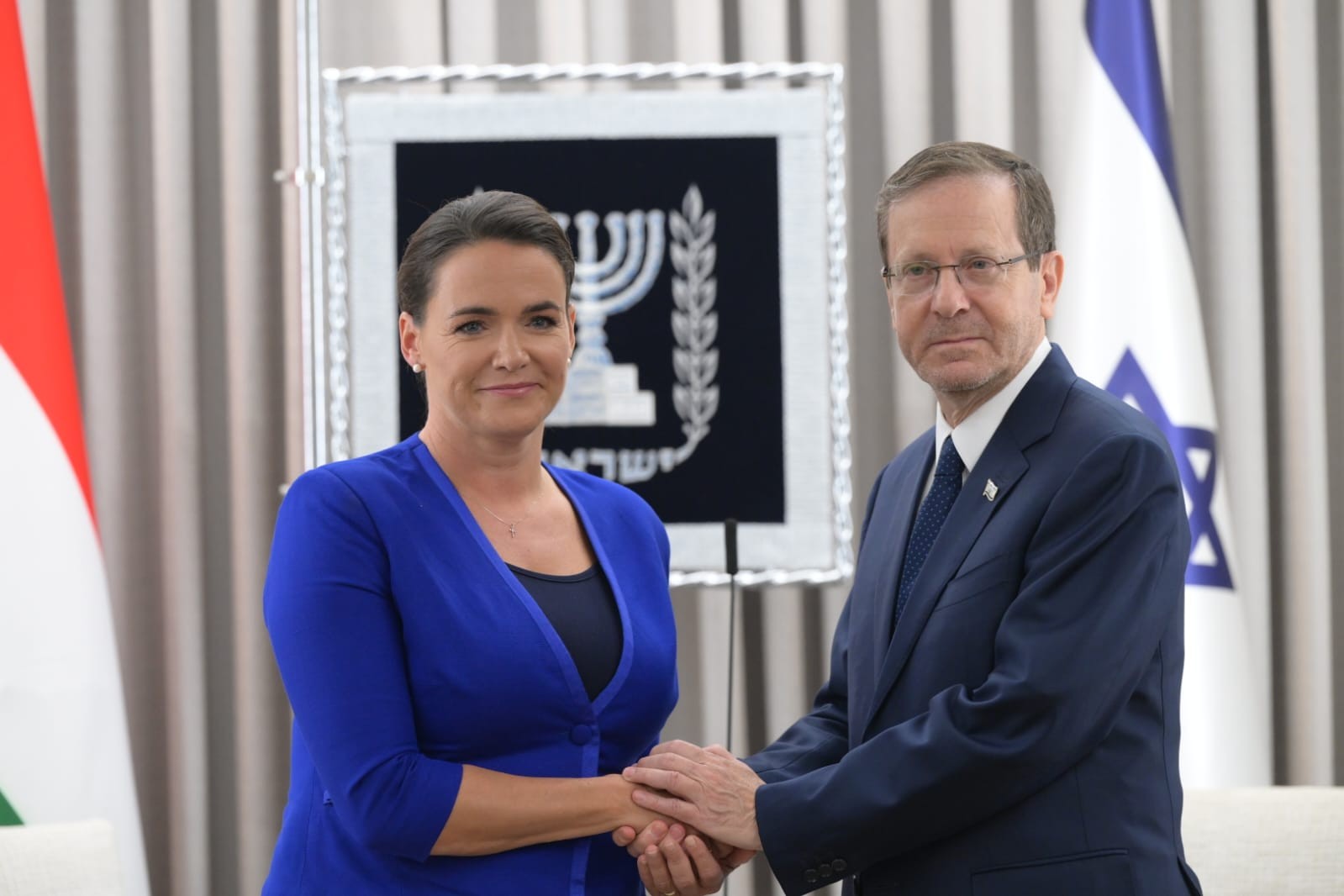 הנשיא הרצוג עם נשיאת הונגריה קטלין נובאק | צילום: עמוס בן גרשום, לע"מ
