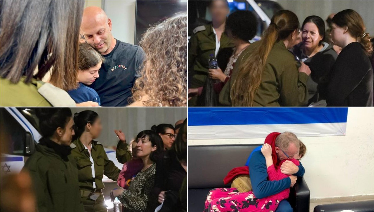 החטופים שהוחזרו משבי החמאס ברצועת עזה נפגשים עם משפחותיהם בישראל | צילום: דובר צה"ל
