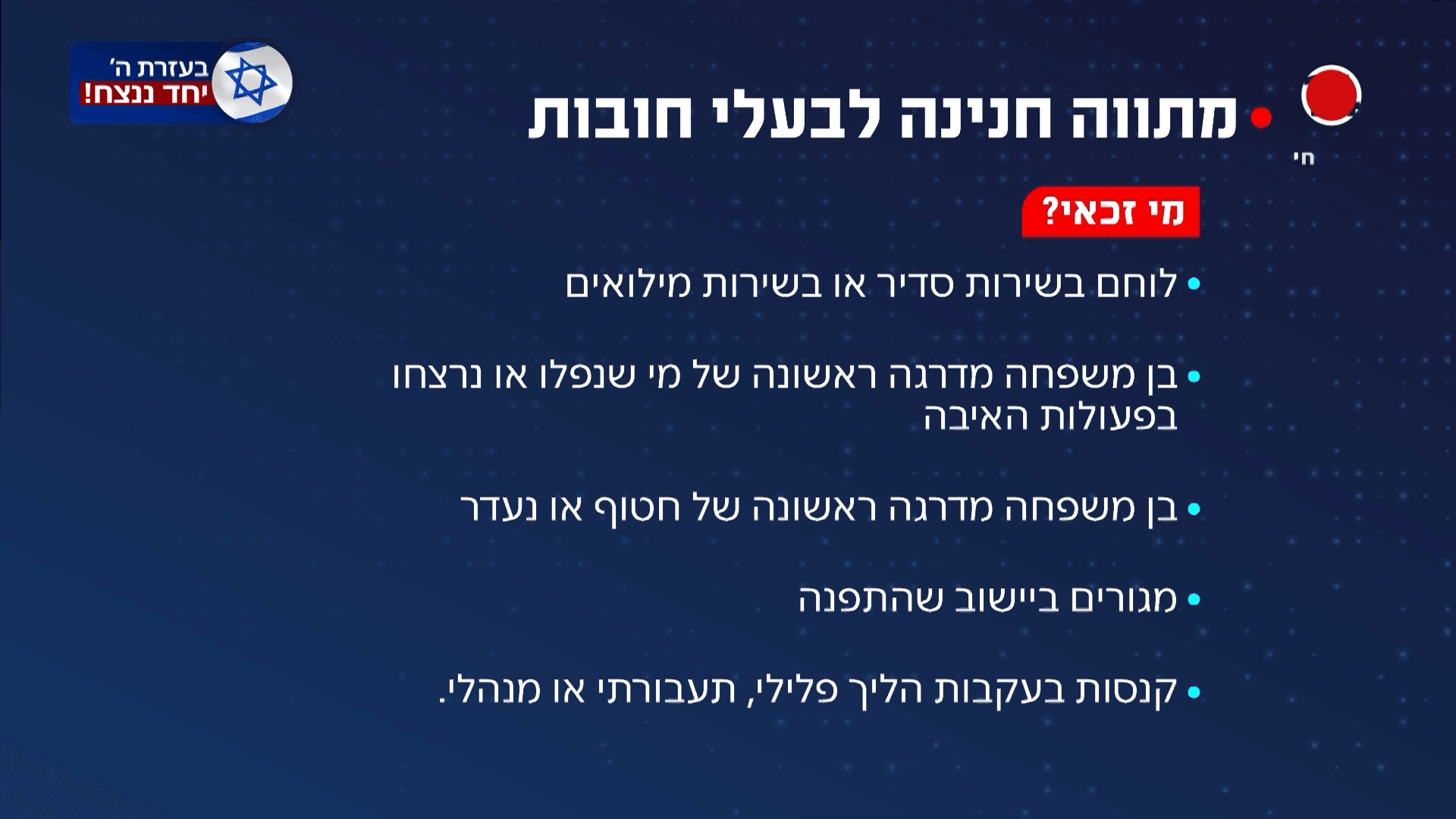 נפגעי מלחמה יוכלו לבקש חנינה מקנסות, כולל בגין עבירות בנייה