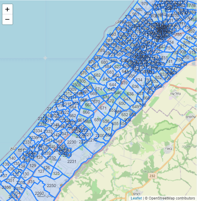 מפת האיזורים שפרסם צה"ל | צילום: דובר צה"ל