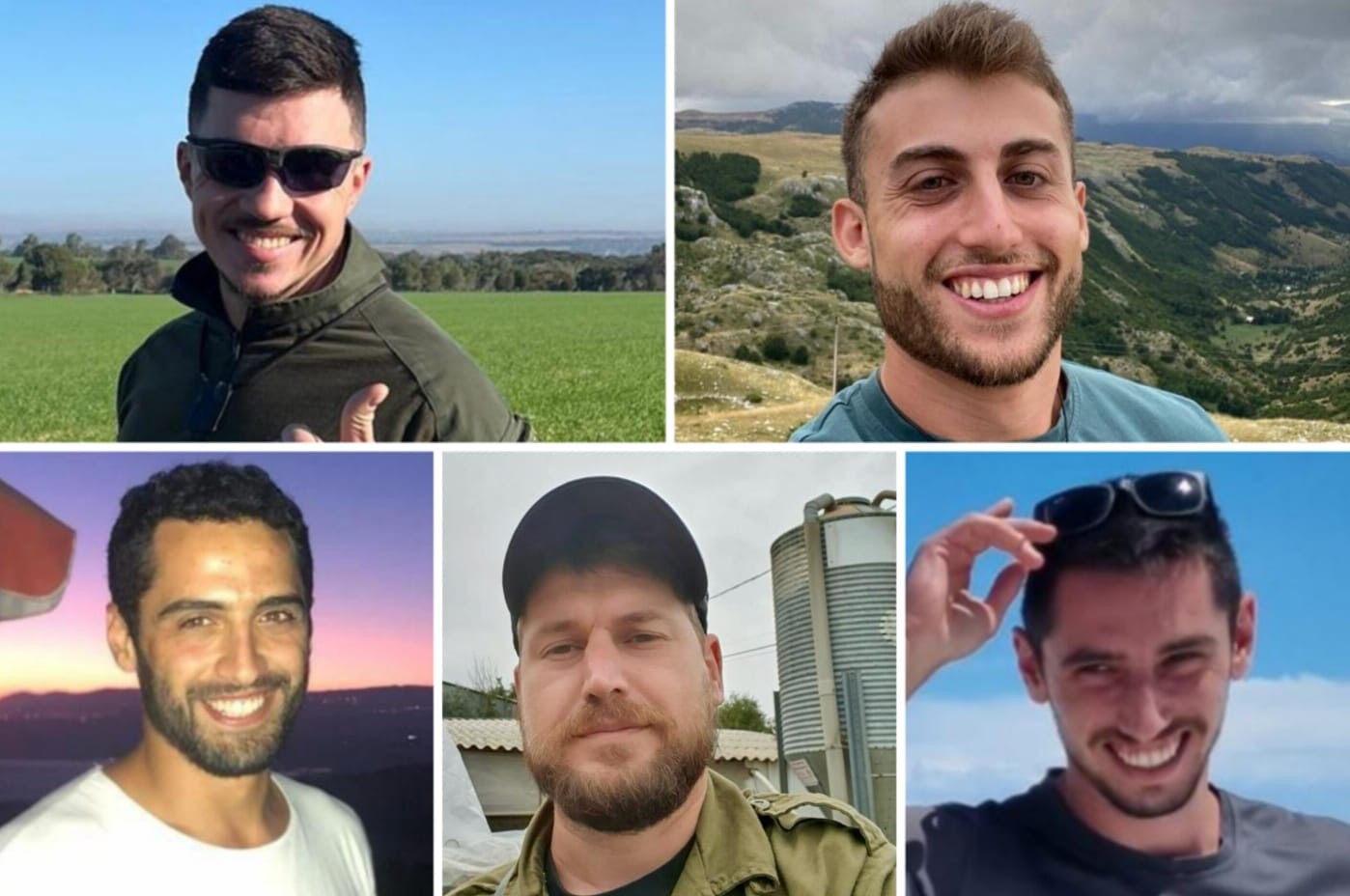 רס"ר במיל' עמית שחר ז"ל, סרן במיל' דניס קרוחמלוב וקסלר ז"ל, סרן במיל' רון אפרימי ז"ל, רס"ר במיל' רועי אברהם מימון ז"ל ורס"ם במיל' עקיבא יסינסקי ז"ל שנפלו ברצועת עזה | קרדיט: דובר צה"ל