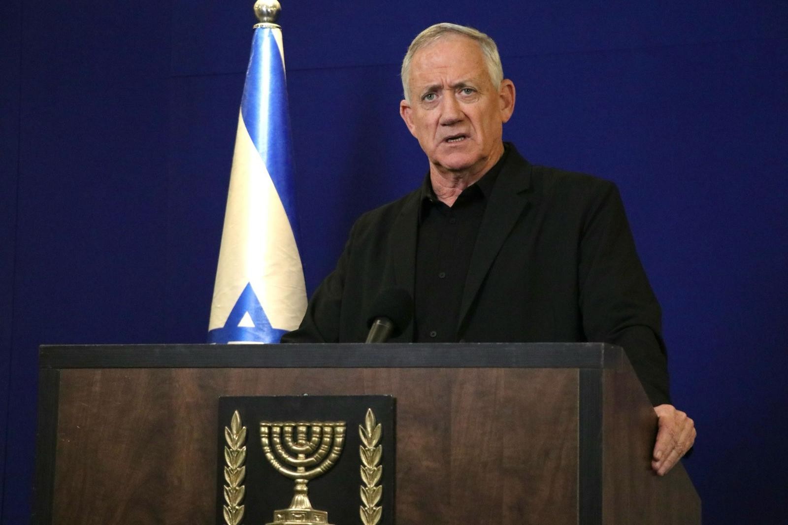 השר בני גנץ במהלך ההצהרה. צילום: קונטקט הפקות.