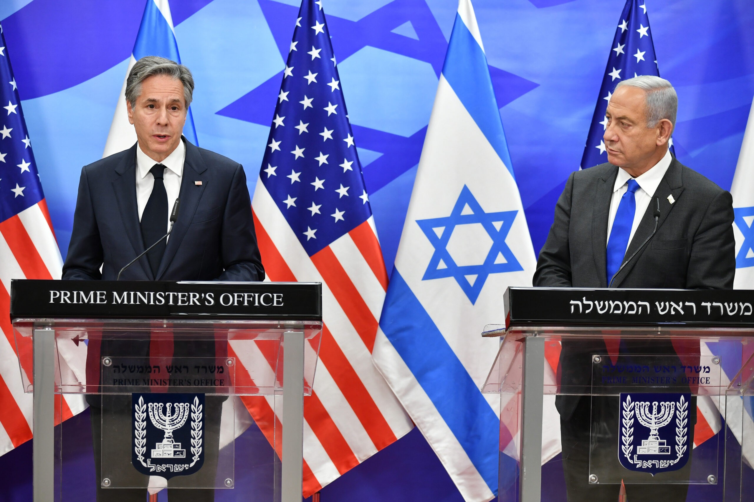 רה''מ בנימין נתניהו ומזכיר המדינה האמריקני אנתוני בלינקן. צילום: יואב ארי דודקוביץ