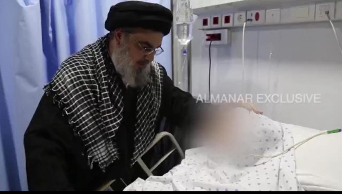 נסראללה יצא מהבונקר לבקר את אימו בבית החולים | תיעוד