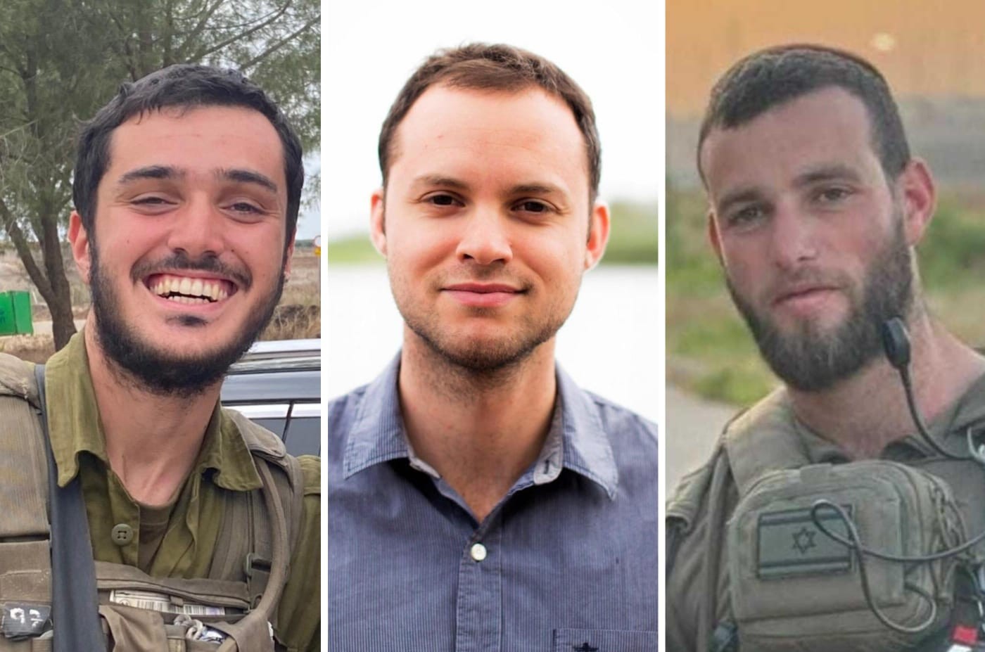סרן ישראל יודקין, סמ"ר אליהו חיים אמסלם ורס"ר במיל' גדעון חי דירוא ז"ל שנפלו בקרב בצפון הרצועה | קרדיט: דובר צה"ל