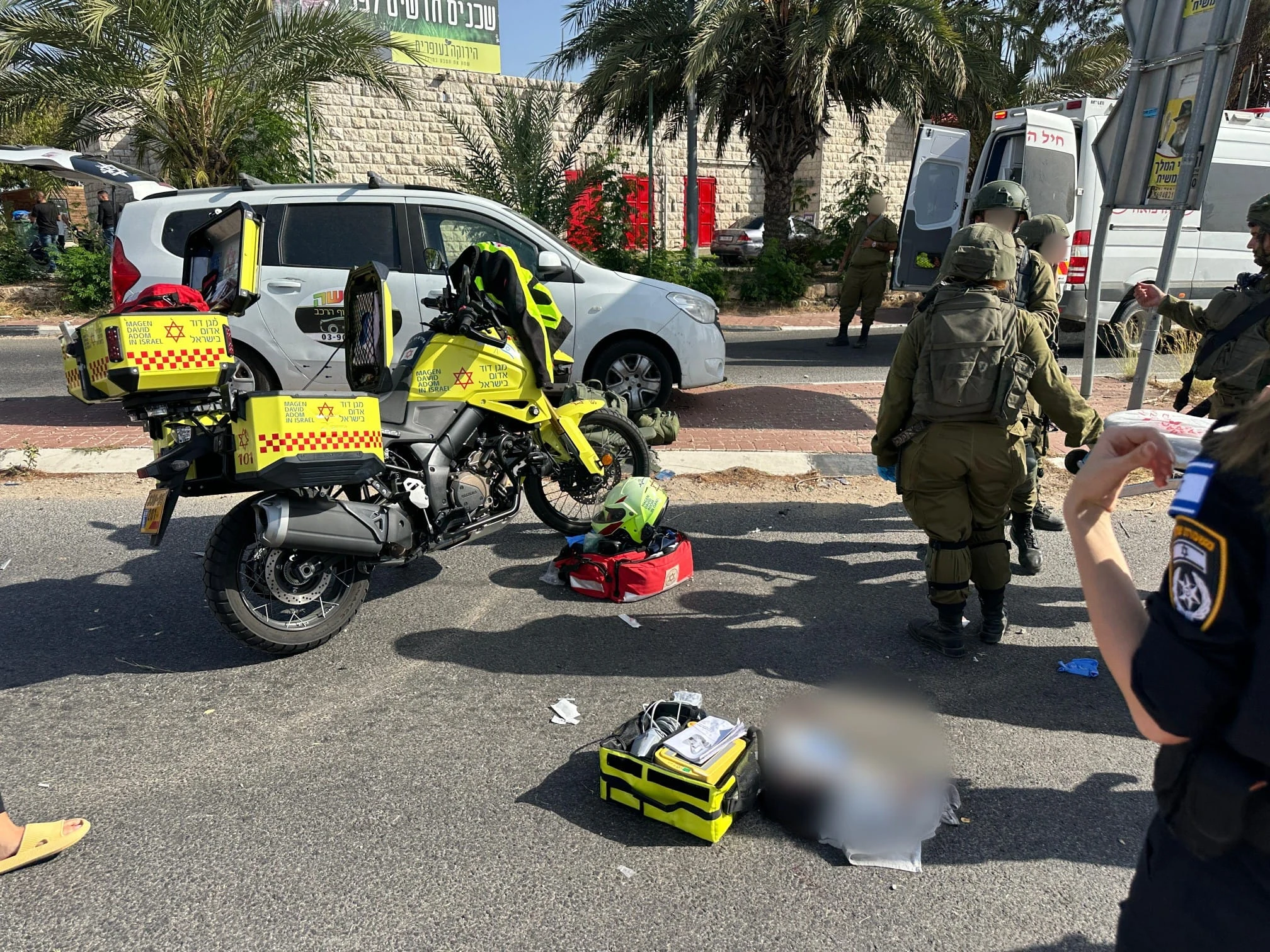 זירת אירוע הדריסה סמוך למרחב רנתיס | צילום: תיעוד מבצעי מד"א