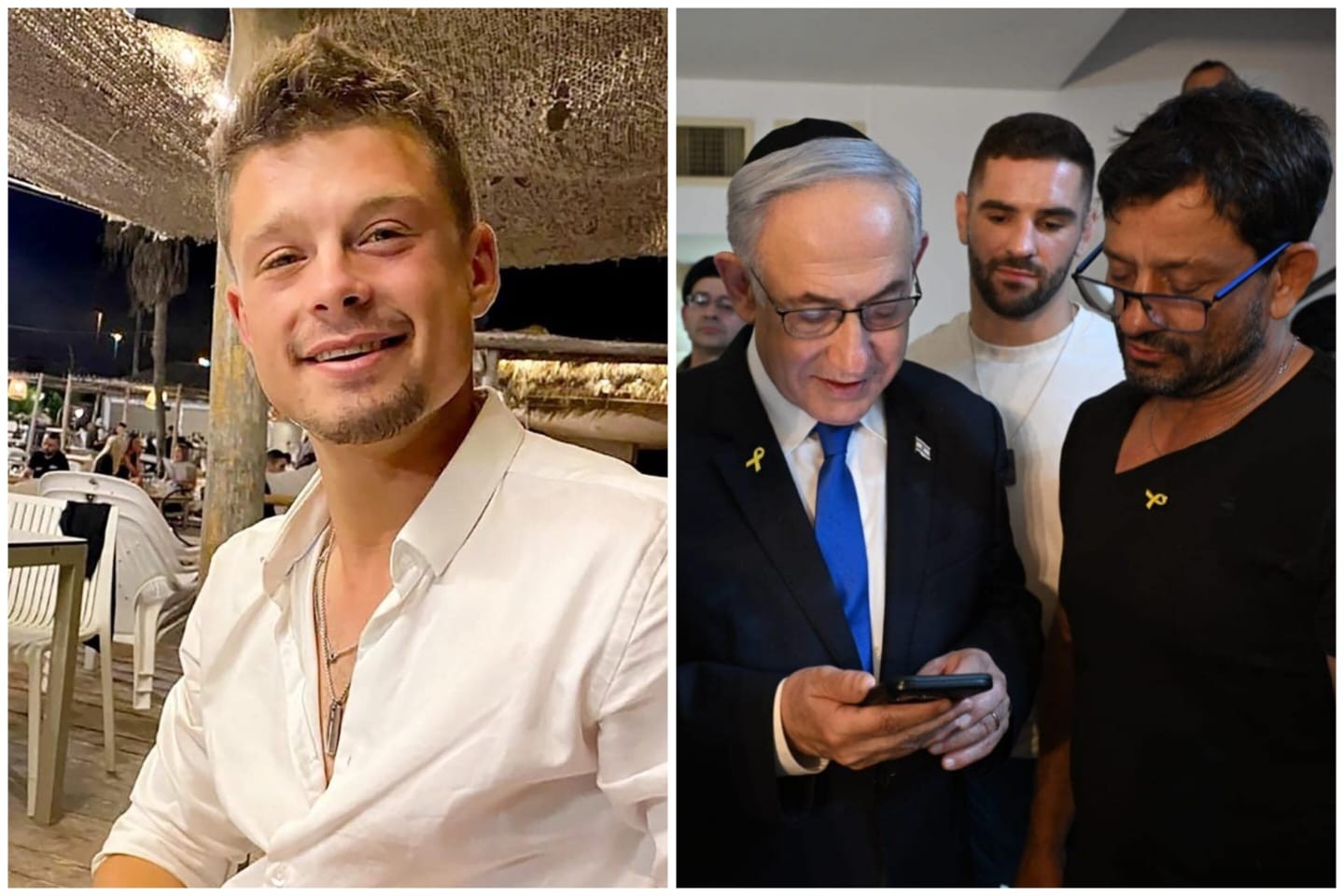 ראש הממשלה נתניהו בניחום אבלים יחד עם אורן סמדג'ה שבנו עומר ז"ל נפל בקרב. צילום: באדיבות המשפחה, חיים צח לע"מ