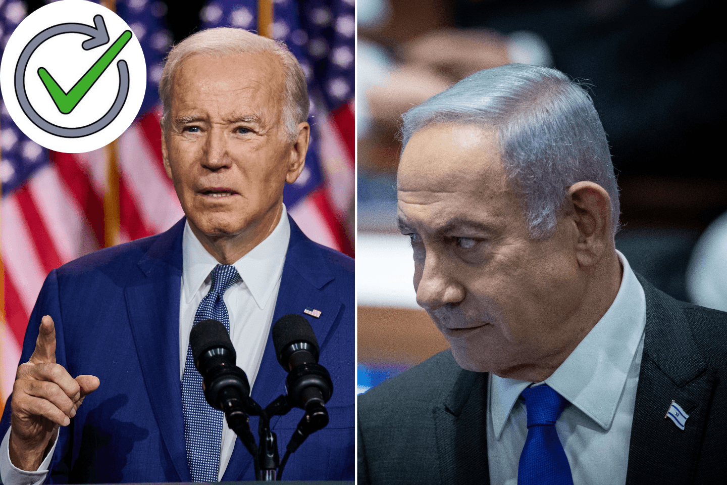 רה"מ בנימין נתניהו ונשיא ארה"ב ג'ו ביידן | צילום: יונתן זינל , פלאש 90, שאטרסטוק