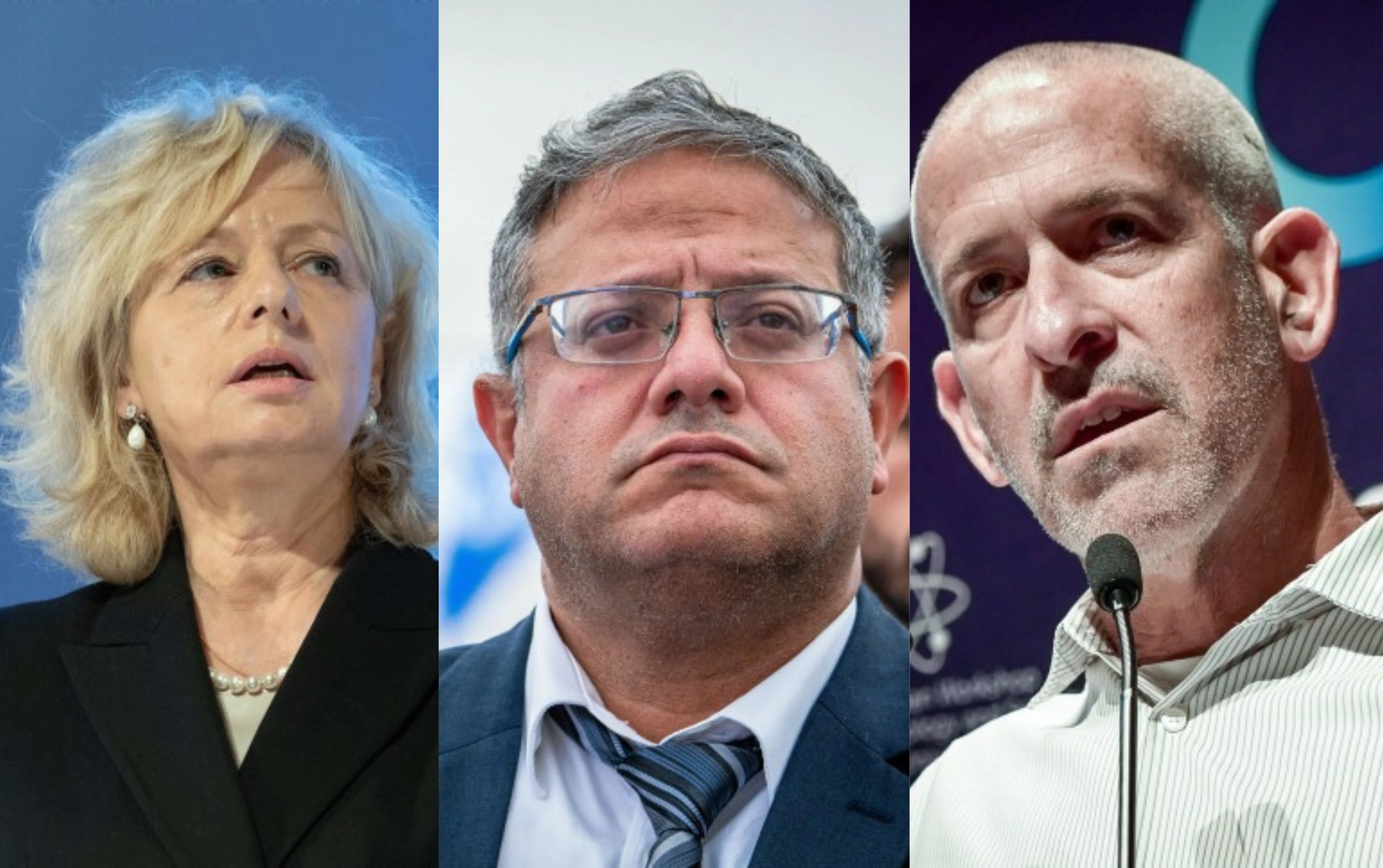 השר איתמר בן גביר, ראש השב"כ רונן בר והיועמ"שית מיארה | צילום: אריה אברמס, יונתן זינדל, אבשלום ששוני, פלאש 90