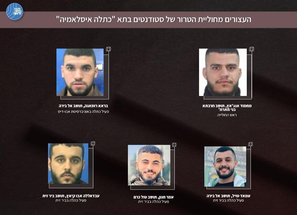 סוכל פיגוע: חוליית מחבלים מאוניברסיטת ביר-זית ברמאללה נעצרה
