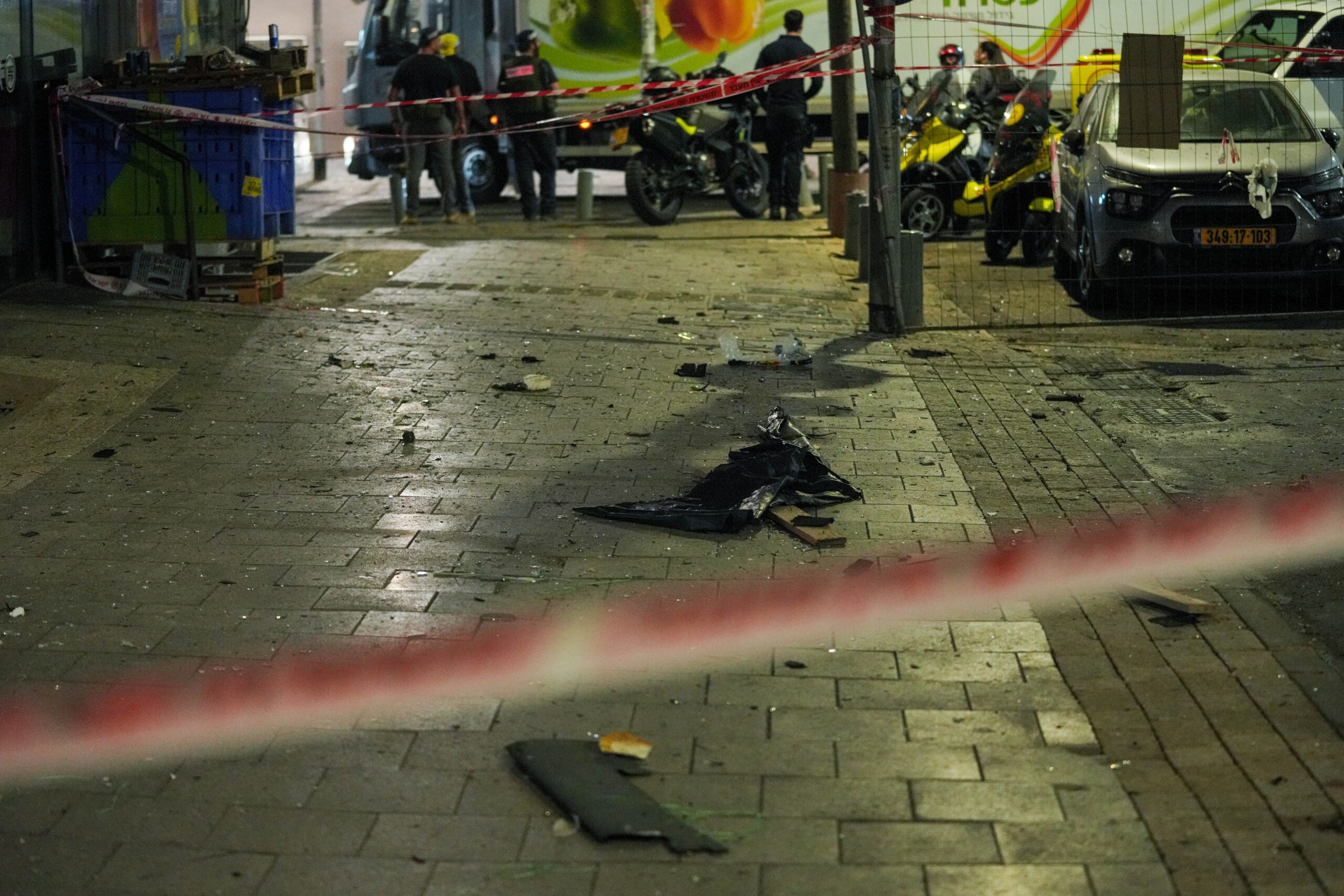 זירת פיצוץ הכטב"ם בתל אביב | צילום: אריק מרמור, פלאש 90