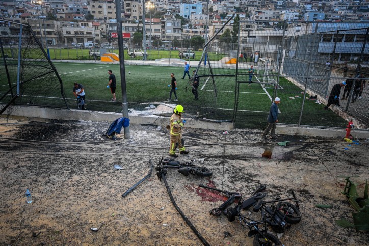 זירת הטבח ההמוני במג'דל שמס | צילום: מיכאל גלעדי, פלאש 90