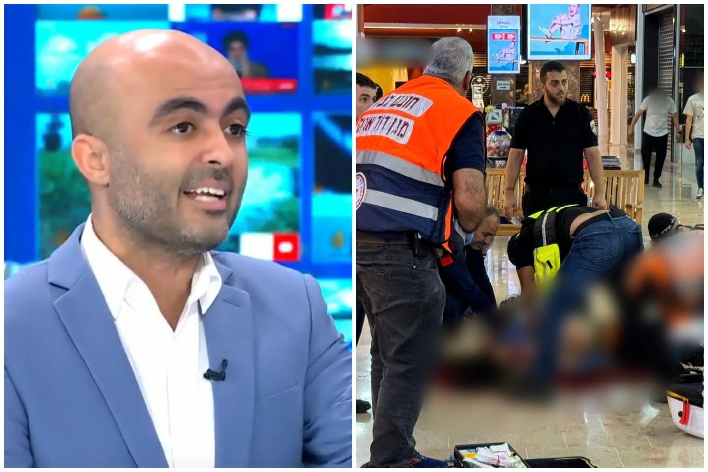 אליהו יוסיאן על זירת הפיגוע בכרמיאל. צילום מסך